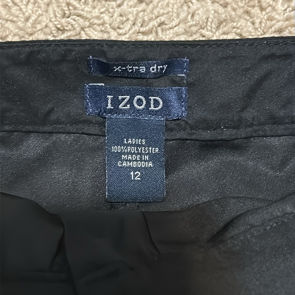 IZOD x-tra dry Golf Skort black with belt.  blue trim roomy pockets size 12 - Picture 5 of 6